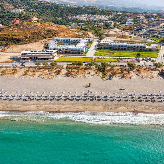 Plakias Resort Rethymno Crete Beach front aerial photo