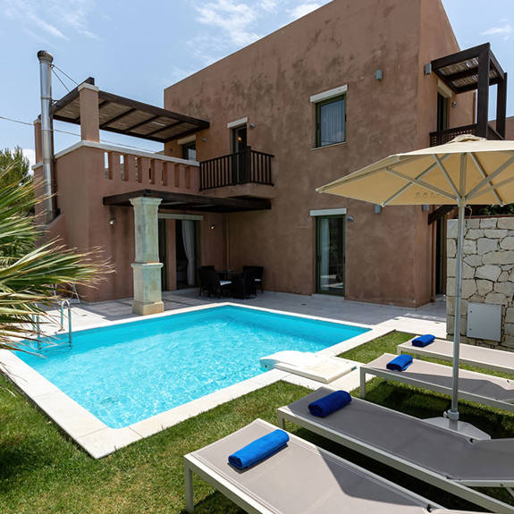 three bedrooms villa with swimming pool and sea view in plakias, rethymno, crete