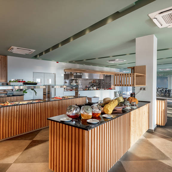 Plakias Resort Rethymno Main Restaurant indoor buffet breakfast