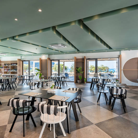 Plakias Resort Rethymno Main Restaurant indoor, tables