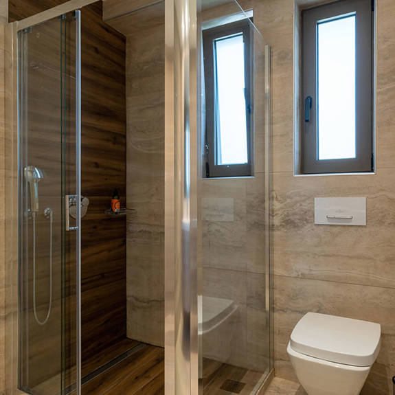 bathroom with shower in a two bedrooms maisonette in plakias, rethymno, crete