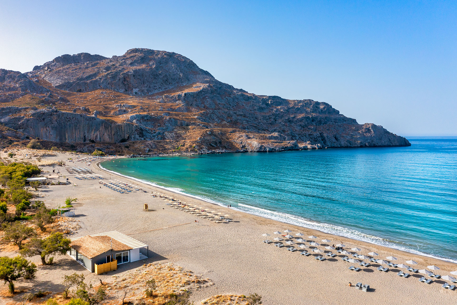 Plakias Resort Rethymno Crete Beach front with beach bar next to paligremnos