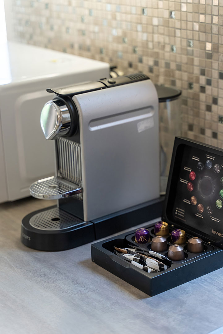 espresso machine in a three bedrooms villa with pool and sea view in plakias, rethymno, crete