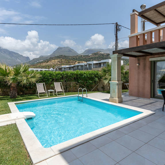 three bedrooms villa with swimming pool and sunbeds in plakias, rethymno, crete