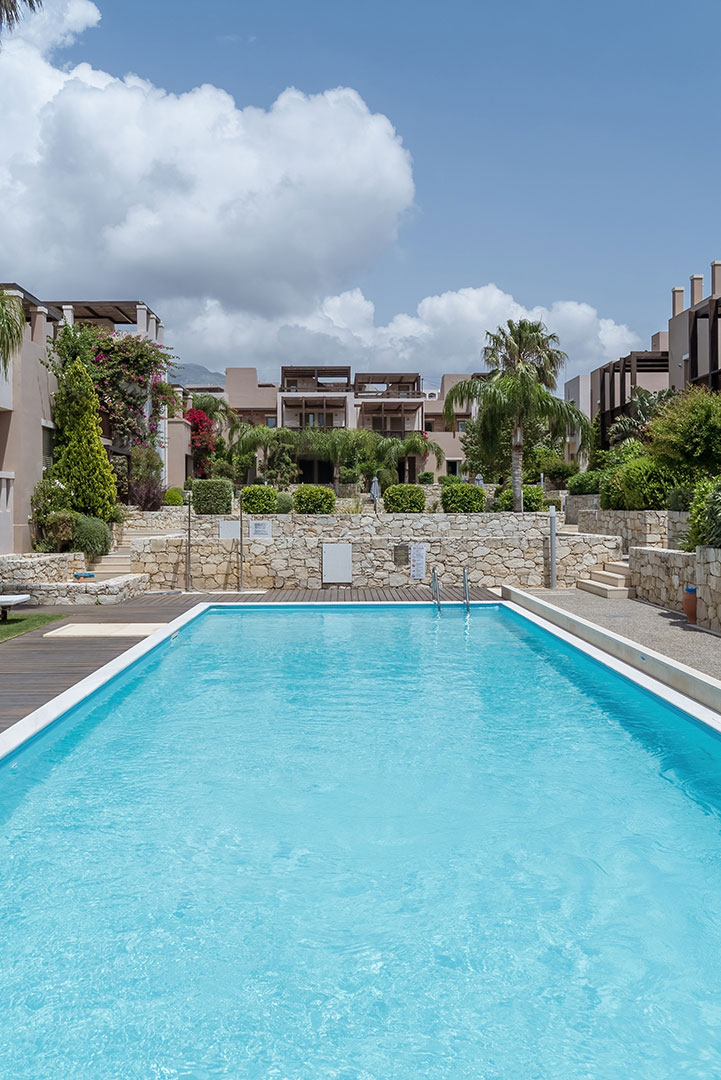large swimming pool in a three bedrooms villa with pool and sea view in plakias, rethymno, crete