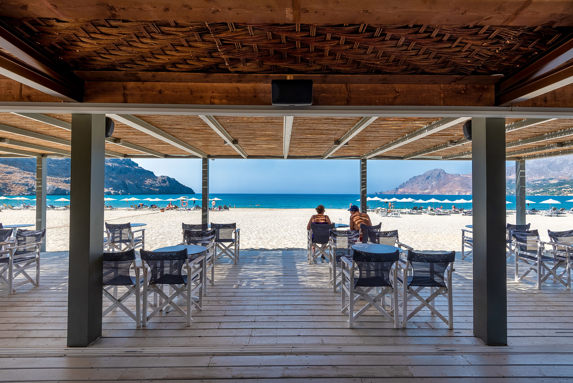 Plakias Resort Rethymno Beach Bar on sunny day in front of the beach