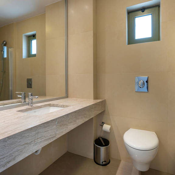 bathroom with bathtub in a three bedrooms villa with sea view in plakias, rethymno, crete