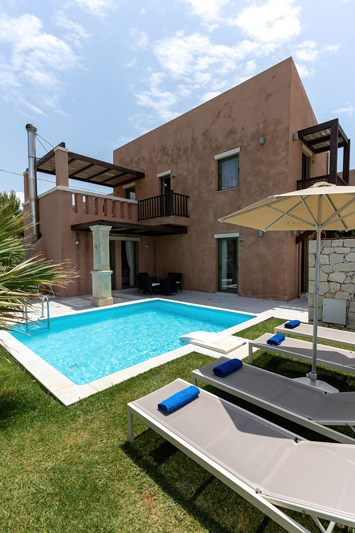 three bedrooms villa with swimming pool and sea view in plakias, rethymno, crete