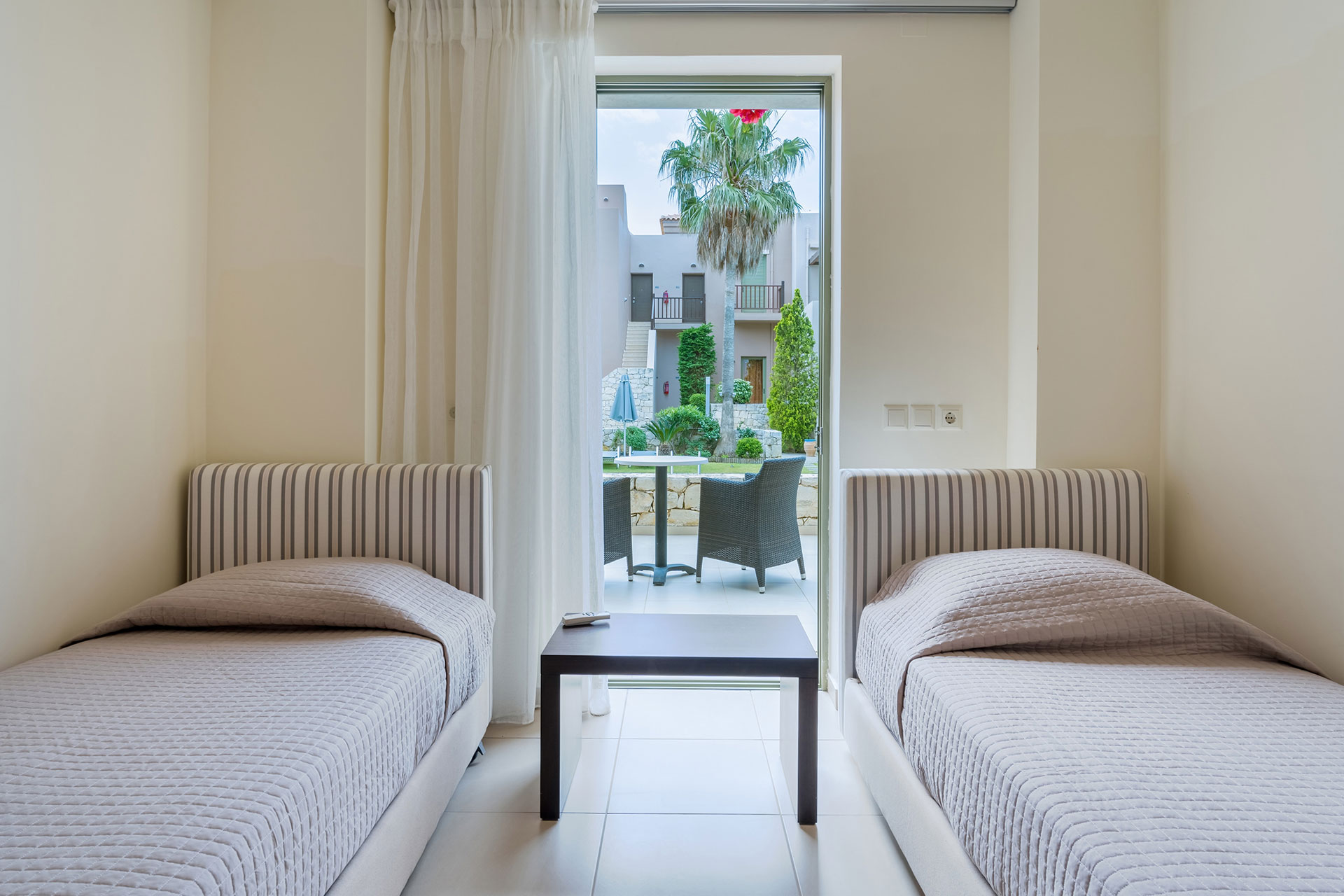 two single beds bedroom in a two bedrooms apartment in plakias, rethymno, crete