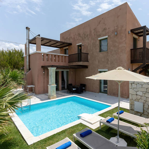 three bedrooms villa with pool and sea view in plakias, rethymno, crete