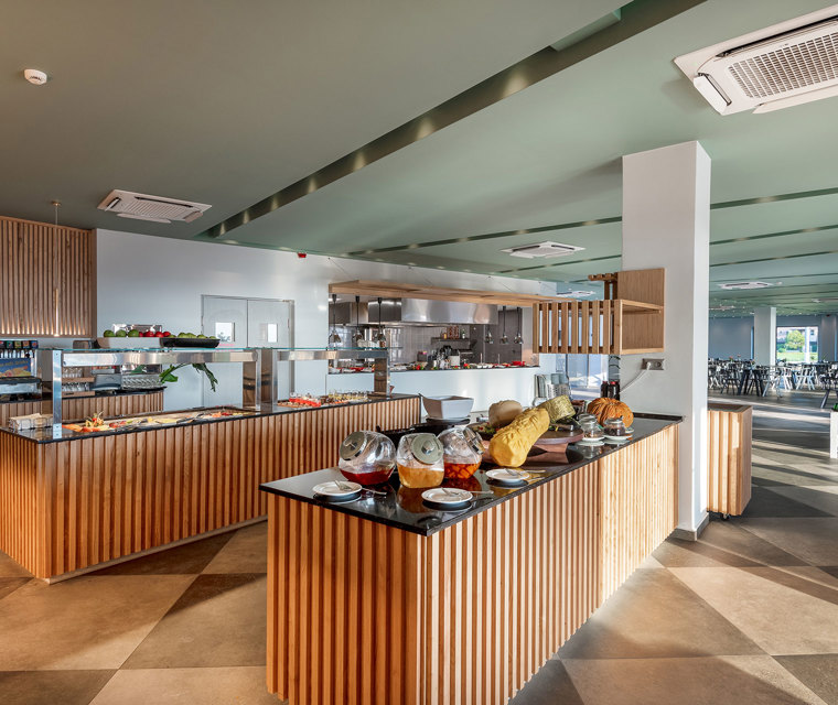 Plakias Resort Rethymno Main Restaurant indoor buffet breakfast