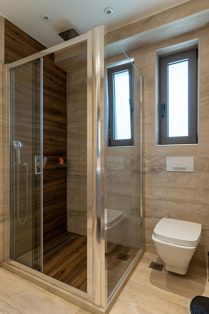 bathroom with shower in a two bedrooms maisonette in plakias, rethymno, crete